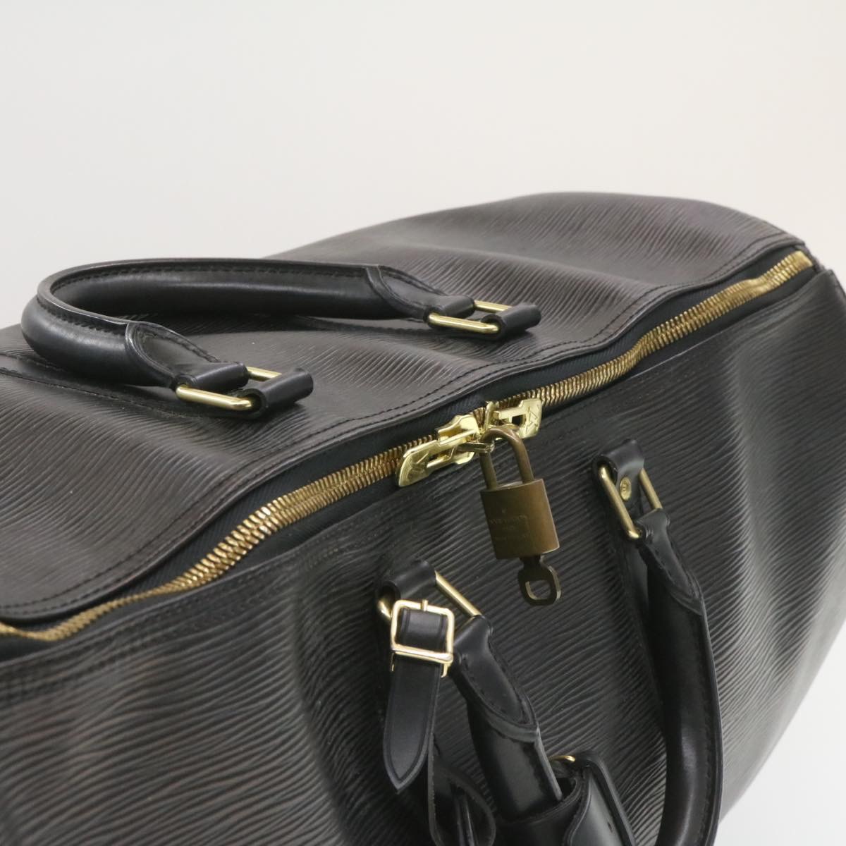 Louis Vuitton Black Epi Leather Noir Keepall 50 Boston Duffle Bag