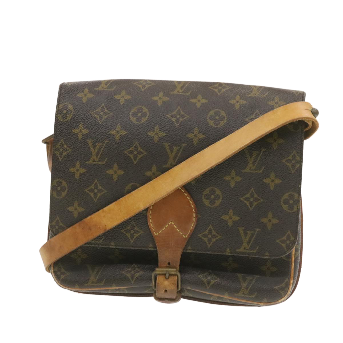 Leather Monogram Canvas Cartouchiere GM (Authentic Pre-Owned)