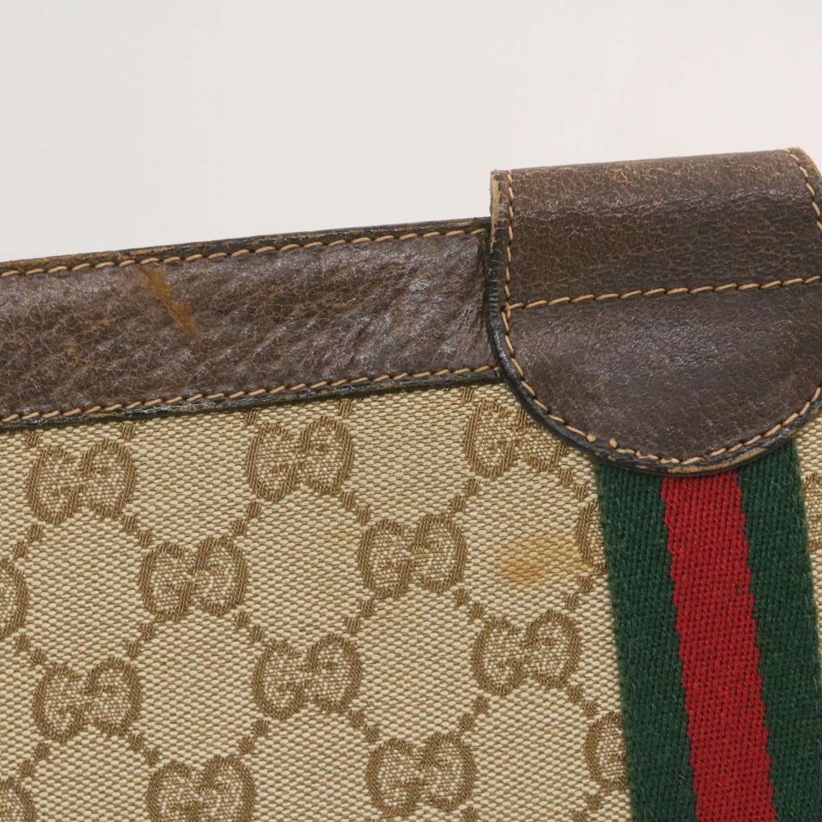 GUCCI Web Sherry Line GG Canvas Clutch Bag Canvas Beige Red Green ...