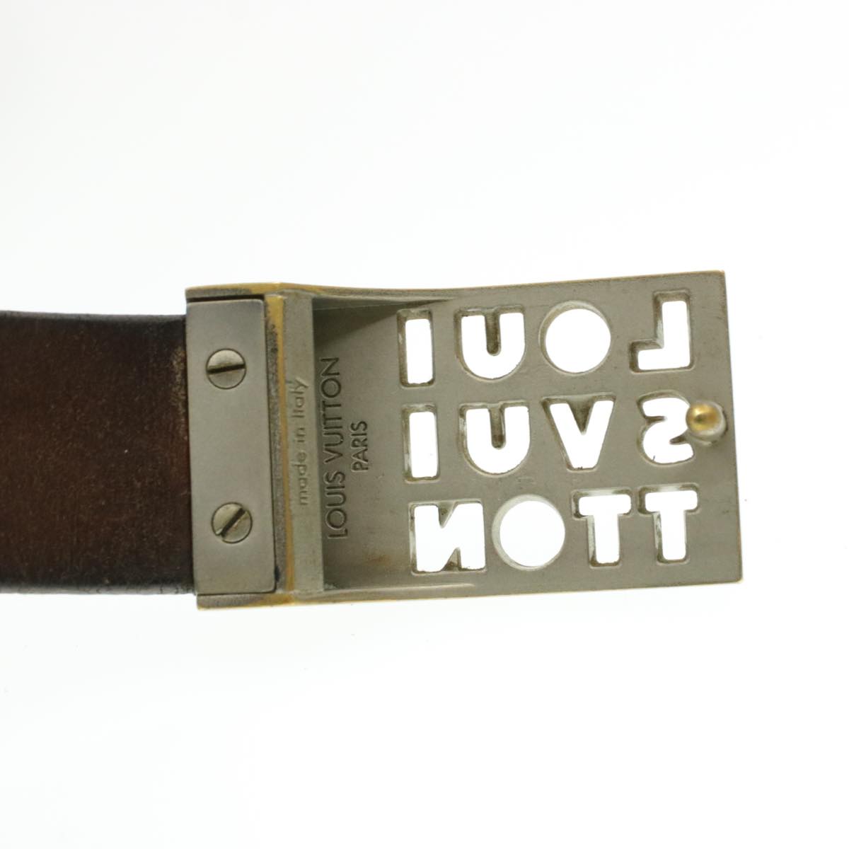 LOUIS VUITTON Leather Belt Black LV Auth rd801 | eBay