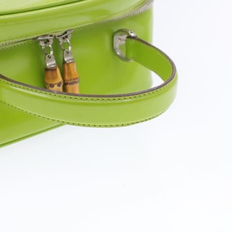 GUCCI Bamboo Patent Leather 2Way Shoulder Hand Bag Lime Green Auth ...